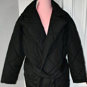 GB Juniors Long Quilted Nylon Wrap Puffer Coat in Black Size: XS #GB3080LWR NWT